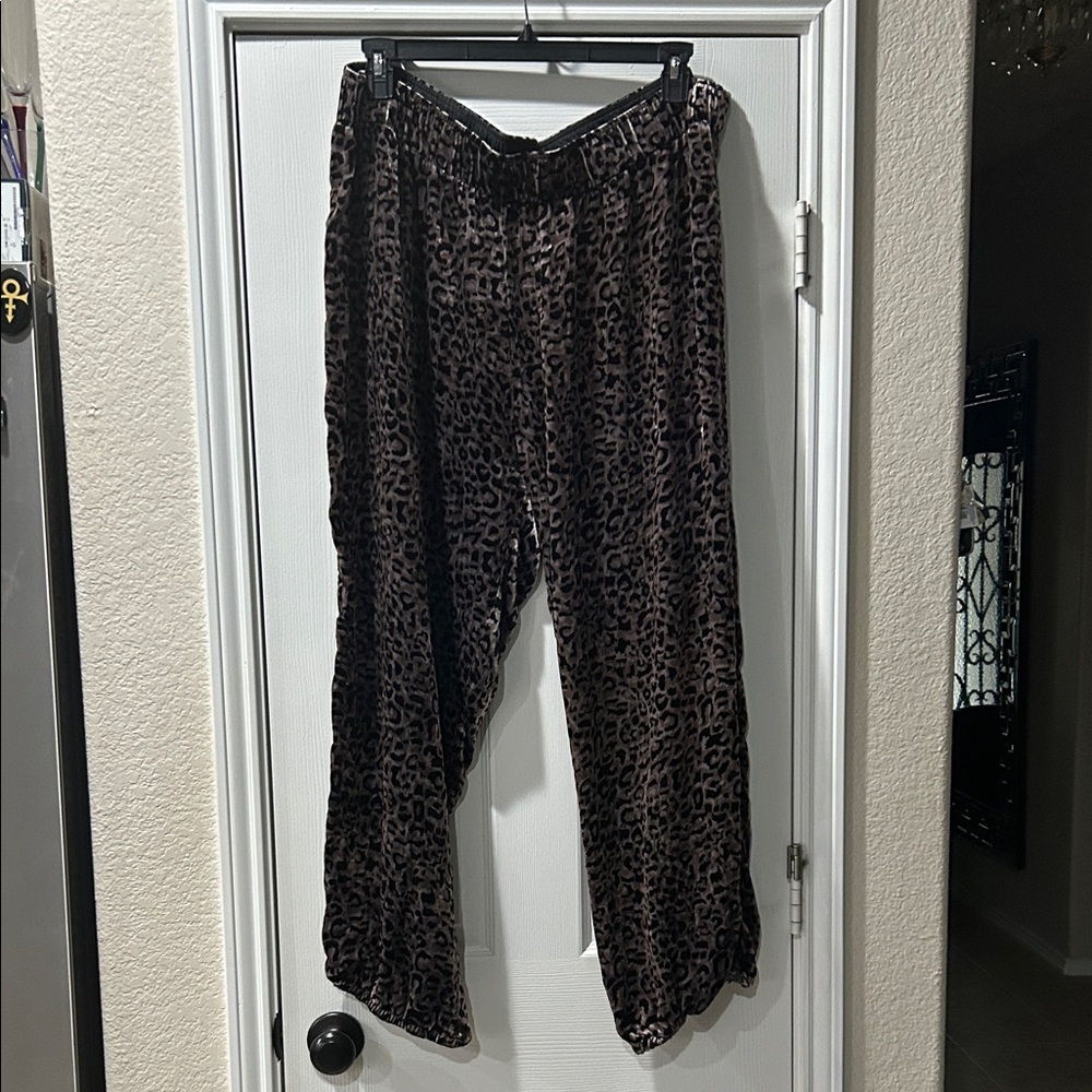 Johnny Was velvet Leopard Print jogger plus size Pants XXL